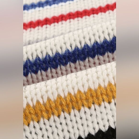 Lattes and Leaves White Rainbow Stripe Pattern Sweater - Picture 9 of 9